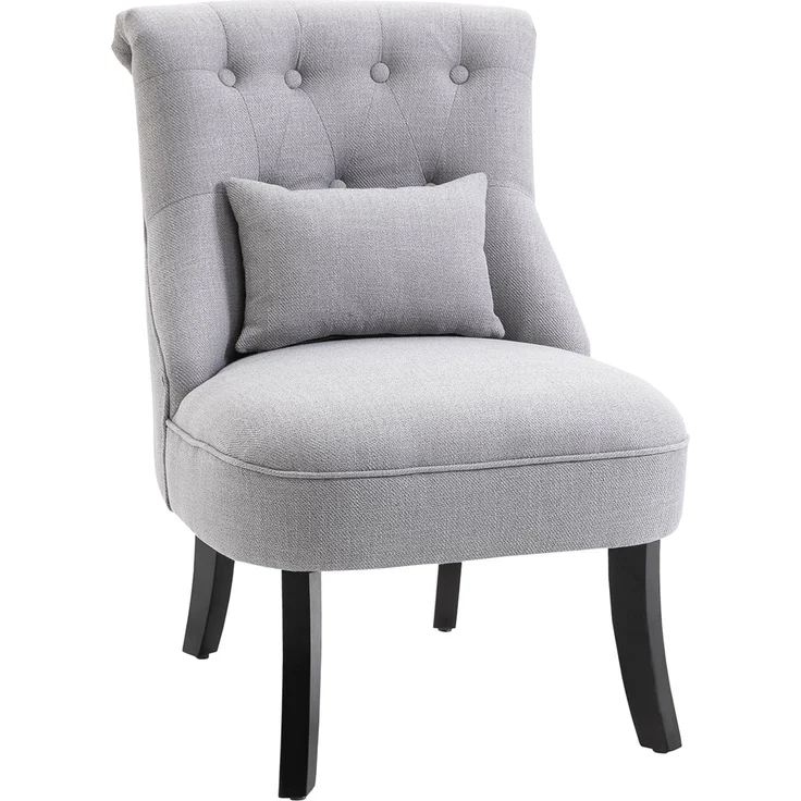 MELAYR, Sessel Wohnzimmer Relaxsessel Loungesessel Ruhesessel mit Rückenkissen, Holzbeine, 52.5 x 69 x 77 cm, Grau – Bild 1