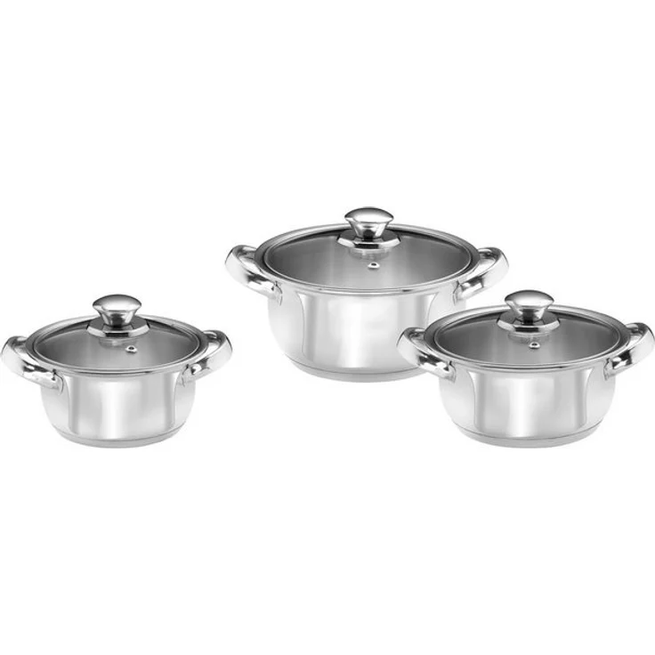 KING Topf-Set Silver Line, Edelstahl (Set, 6-tlg, 1x Kochtopf Ø 16 cm, 1x Kochtopf Ø 20 cm, 1x Kochtopf Ø 18 cm), Induktion – Bild 2
