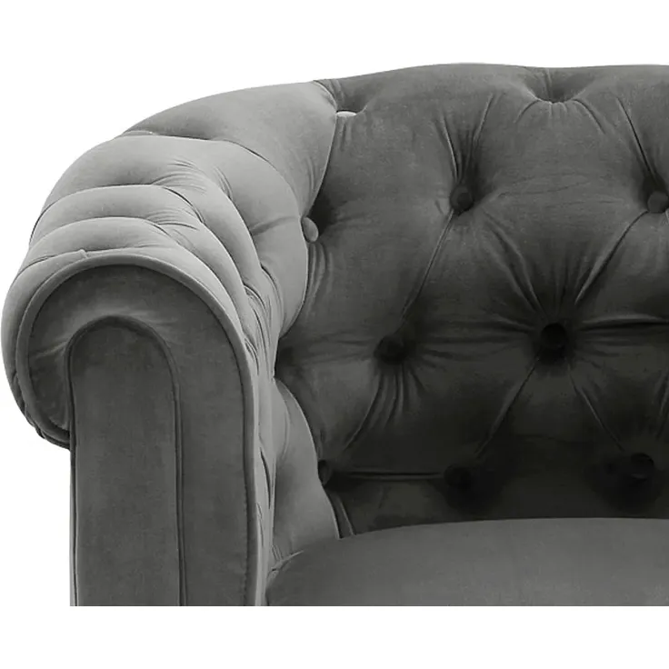 Vente-unique - CHESTERFIELD Couchgarnitur mit Sessel SamtStoff Grau - B 78 cm88 cm x H 72 cm x L 205 cm82 cm – Bild 7