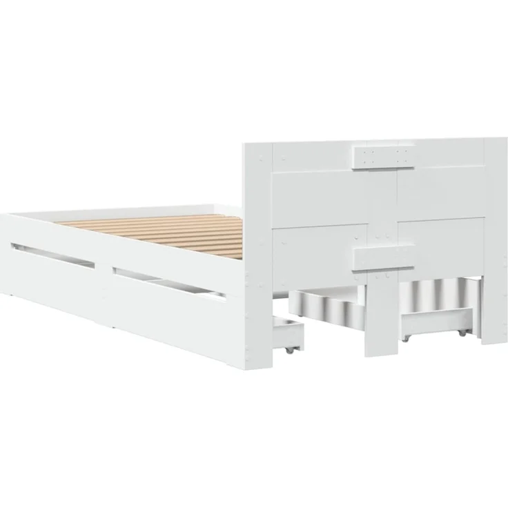 vidaXL Bettgestell mit Kopfteil ohne Matratze Weiß 100x200 cm 3295576 – Bild 6