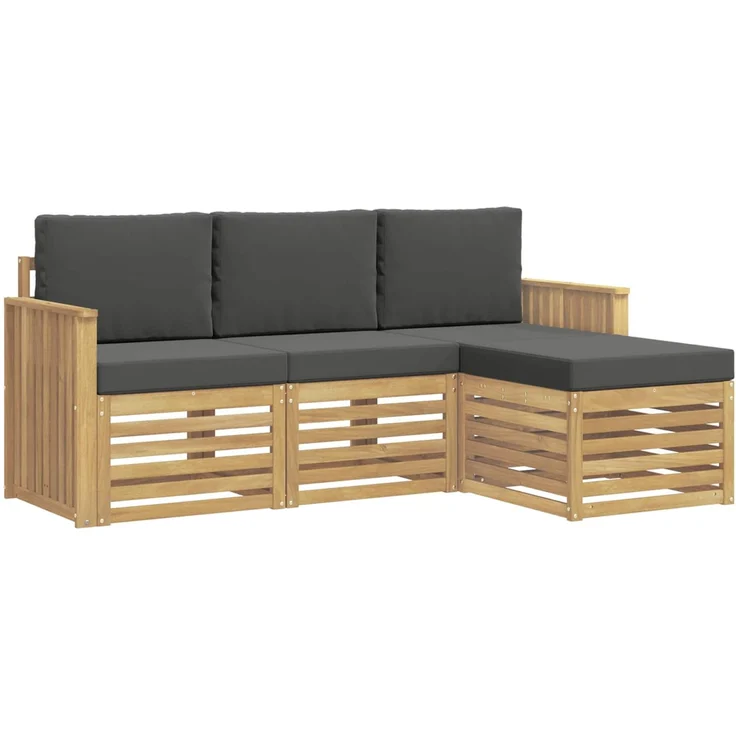 vidaXL Outdoor-Sofagarnitur 4 stk. 4-Sitzer Weiß und Anthrazit 3391632 – Bild 2