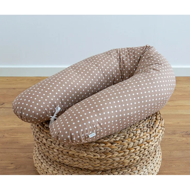 Loolay Seitenschläferkissen BRAUN Punkte Baumwolle Schwangerschaftskissen Seitenschläferkissen, MUSTER: BRAUN Punkte, WEICH Füllung + 100% BIO-Baumwolle Kissenbezug, XXL 170 cm Stillkissen + Bezug mit Reißverschluss! PREMIUM Geschenk, LOOLAY® - 100% Eu... – Bild 2