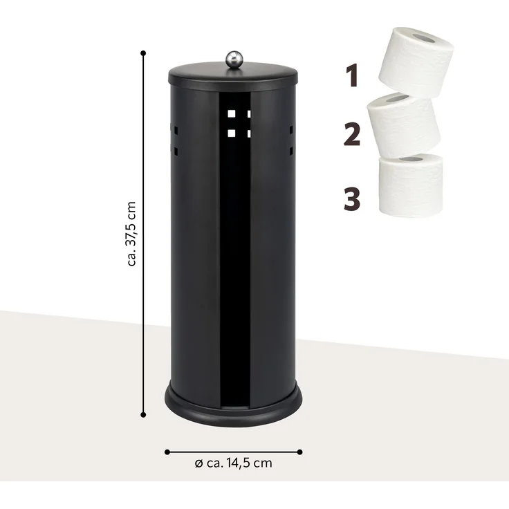 eluno Toilettenpapier Aufbewahrung AGLIANO mit Loch-Dekor, Schwarz, Metall – Bild 7