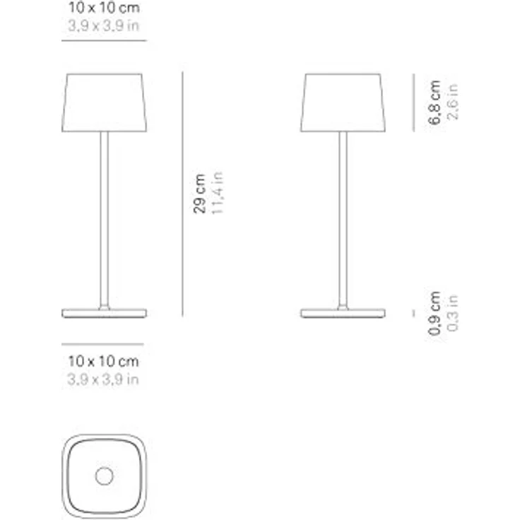Zafferano - Ofelia Pro Kabellose LED-Tischleuchte aus Aluminium, dimmbar, IP65-Schutz, Indoor/Outdoor Benutzung, EU-Stecker - Höhe: 29cm (Sand) [Energieklasse A+++], LD0870S3 – Bild 4
