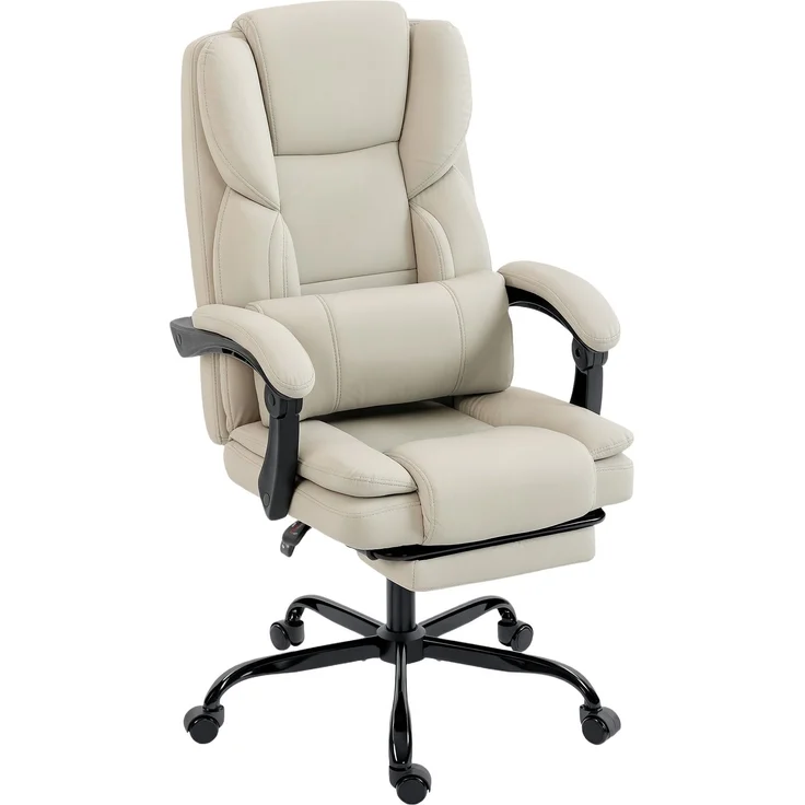 HOMCOM Bürostuhl, Kunstleder, Mehrschichtenplatte, Beige, 67 x 65 x 119 cm – Bild 1