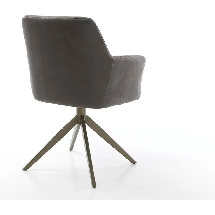 Drehstuhl Xana-Flex mit Armlehnen Mikrofaser Anthrazit Vintage Kreuzgestell breit Effektfinish Titan 360° drehbar Taschenfederkern – Bild 7