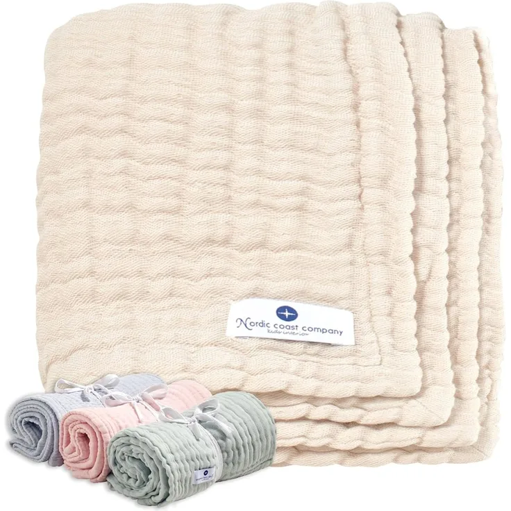 Babydecke Babydecke Musselin Kuscheldecke Puckdecke Baby & Neugeborene, Nordic Coast Company, Sommerdecke, Puck-u. Stilltuch, Einschlagdecke, Baumwolle atmungsaktiv