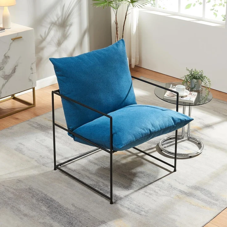 Sessel Utsjoki 90x61x70 cm Schwarz/Blau [en. casa] – Bild 3