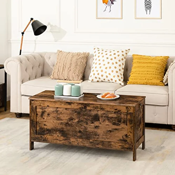 HOOBRO Truhen, Sitzbank mit Stauraum, Spielzeugtruhe mit Deckel, Schuhbank, Sitztruhe, Aufbewahrungstruhe, Robust, Sicherheitsscharniere, Schlafzimmer, Wohnzimmer, 100 cm, Dunkelbraun EBF100CW01 – Bild 9