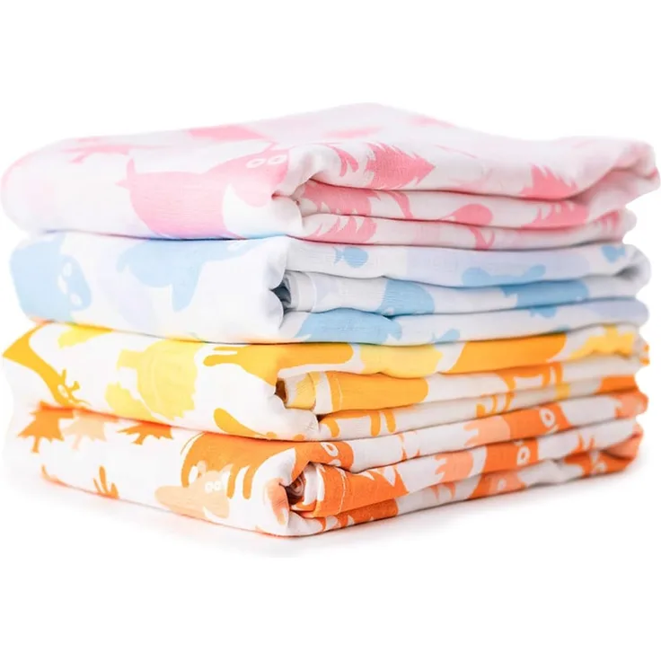 CuddleBug „Kunterbunte Tierchen“ 4 Stück 120x120 cm Lange Baby Decke für Babys | 5 Farbkollektionen | Musselin Decke | Babydecke Mädchen oder Jungen | Babydecke Baumwolle