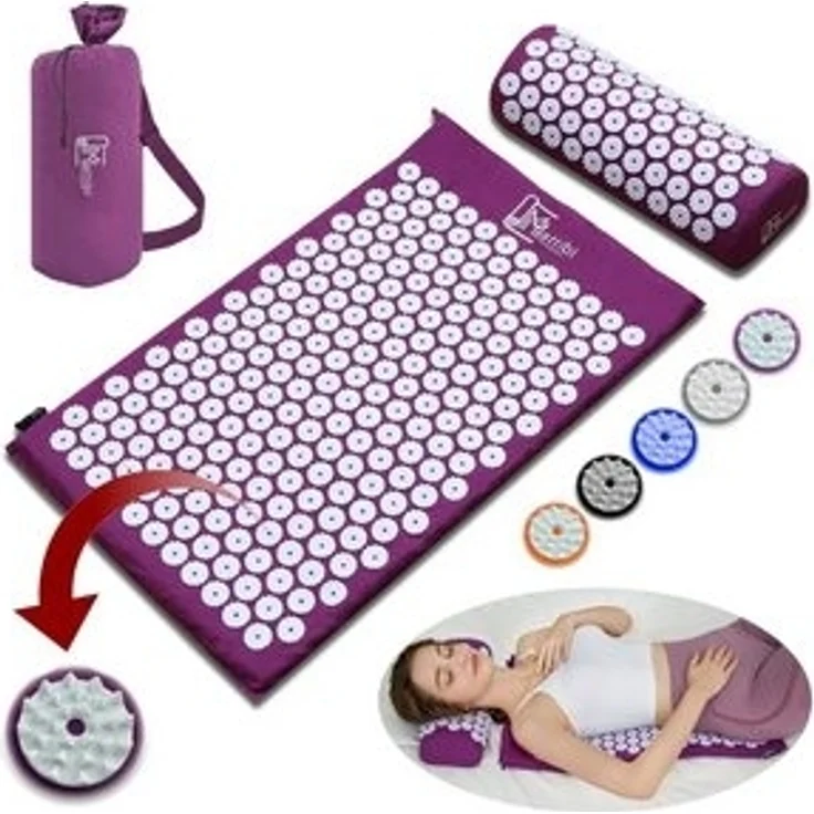 Montegoni Akupressurmatte mit Kissen für Massage & Schmerzlinderung, Shakti Matte Original (mit Praktische Tragetasche, Akupressur Set für Entspannung, Stimulation und Meditation), Stimulierende Spitzen, Entspannung, Schmerzlinderung – Bild 6