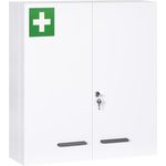 Kleankin Medizinschrank 2-türiger Medikamentenschrank mit 6 Einlegeböden (Arzneischrank, 1-St, Apothekerschrank) Stahl, Weiß, 55 x 18 x 60 cm