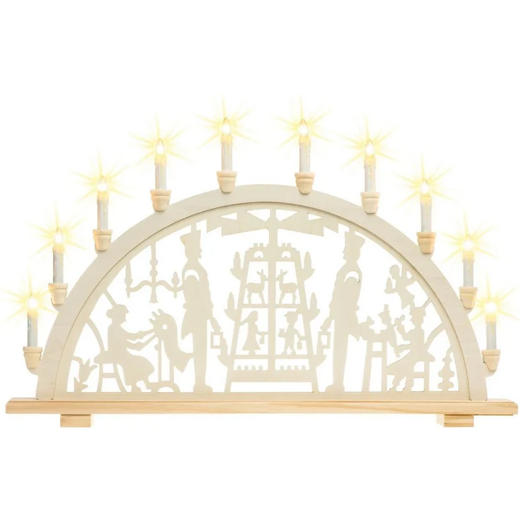 SIKORA Schwibbogen LB10-10 XXL Lichterbogen mit 10 elektrischen Kerzen Motiv GUTE STUBE, 71 cm breit - mit 10 Kerzen und klassischem Weihnachtsmotiv – Bild 1