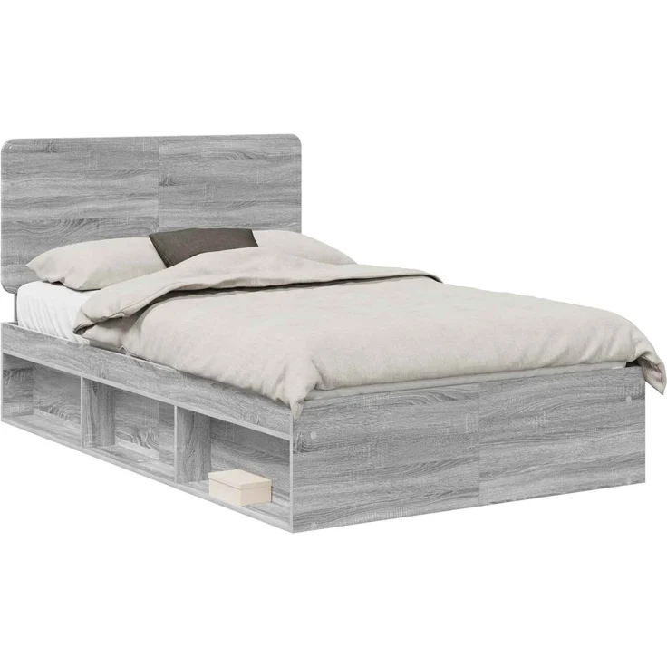 vidaXL Bettrahmen Graues Sonoma 120 x 190 cm Massives Kiefernholz 3412520 – Bild 1