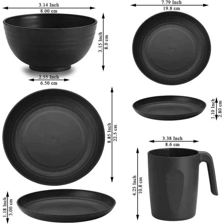 Kunststoffgeschirr Set 32-teilig Leicht Spülmaschinenfest BPA-frei uprof 8 – Bild 2