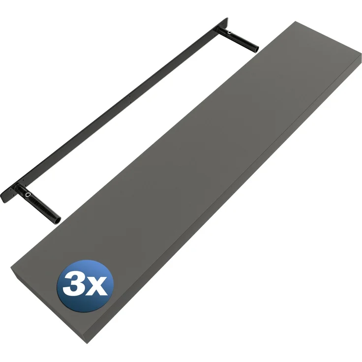 CASARIA® 3x Wandregal 110cm Holz Matt Grau Regal – Bild 1