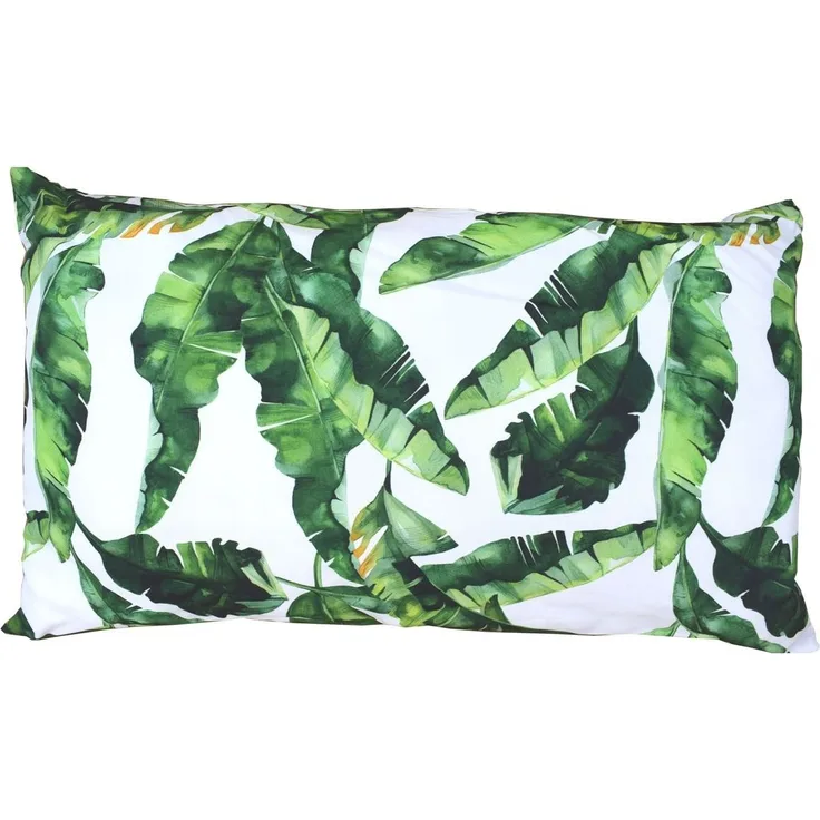 Dekokissen Blattmotiv weiß Kissen 50x30cm Deko Kuschelkissen Zierkissen