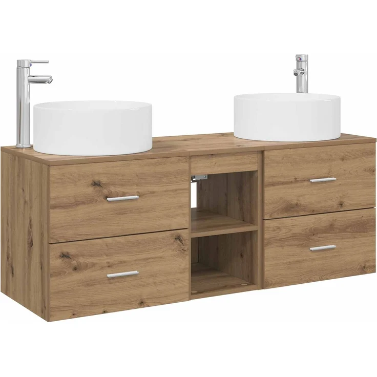 vidaXL Badezimmerschrank-Set 3 stk. Artisan-Eiche 129 x 44,5 x 80 cm 3405954 – Bild 2
