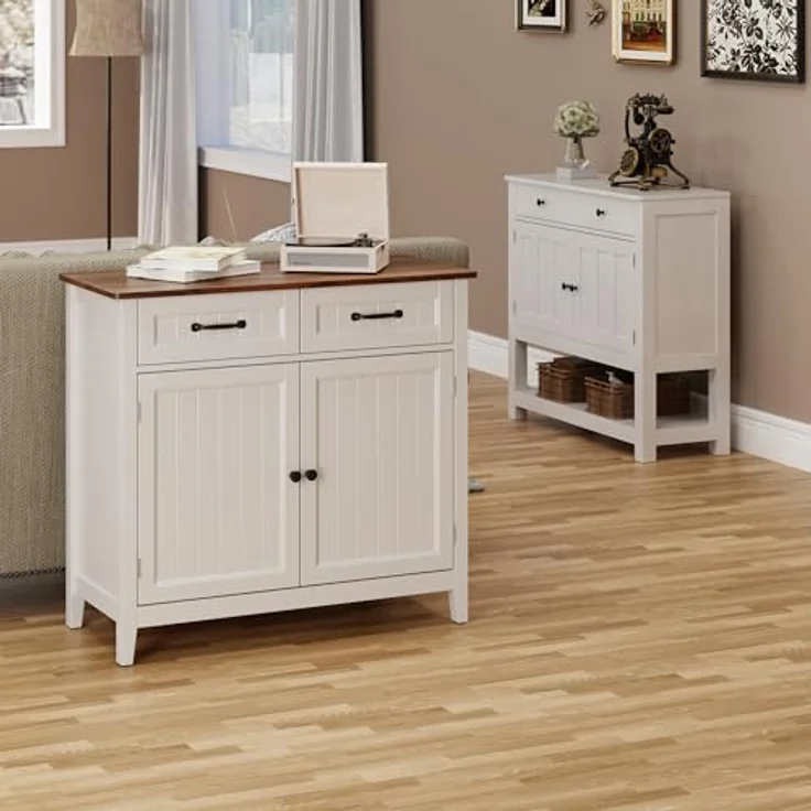 Bealife Küchen-Sideboard, Buffet-Schrank mit 2 Schubladen und 2 Türen, Küchenschrank mit Arbeitsplatte für Wohnzimmer, Esszimmer und Küche – Bild 6
