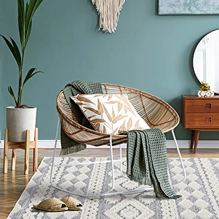 Teppich Wohnzimmer Hochflor - Boho - Pastell Cream Grau - 120x170cm - Einfarbig - Modern Raute Meliert Muster - Skandinavisch Flauschig Weich - Wohnteppich Schlafzimmer Dekoration – Bild 10