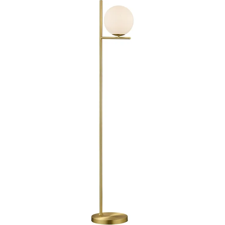 Stehleuchte, Glaskugel, weiß, messing-matt, H 150 cm