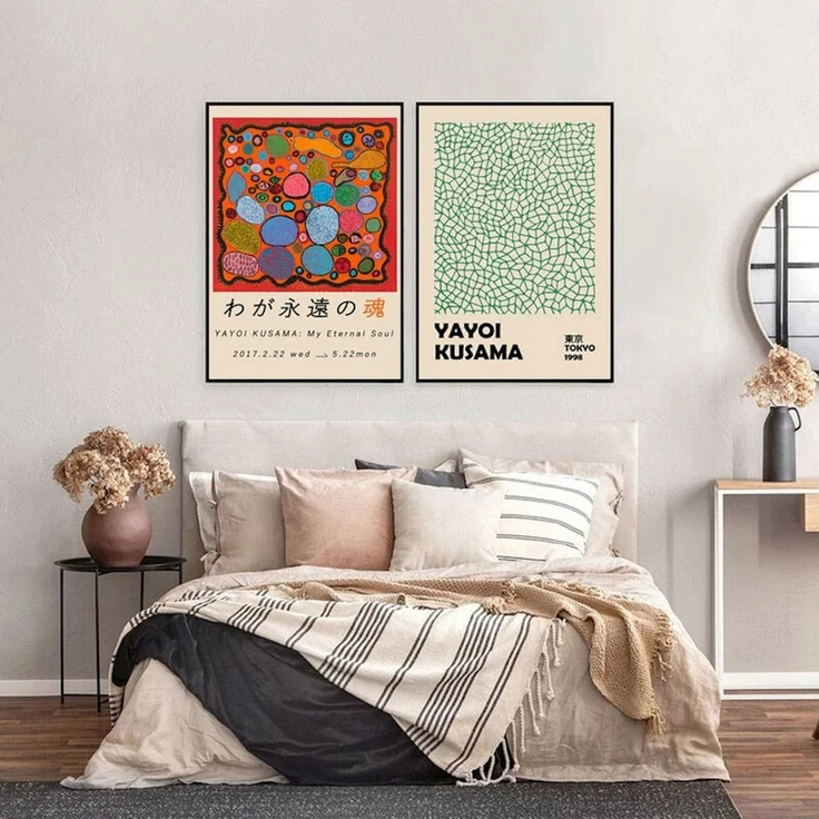 JUSTGOODMOOD Poster Japan Yayoi Kusama Kürbis Netzform Bilder Wohnzimmer Wandbilder Schlaf, A (1 St) – Bild 4