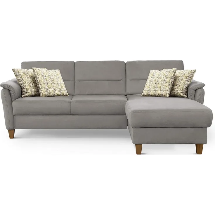 CAVADORE Schlafsofa Palera / Federkern-Ecksofa mit Schlaffunktion und Bettkasten / 244 x 89 x 163 / Mikrofaser-Bezug, Hellgrau