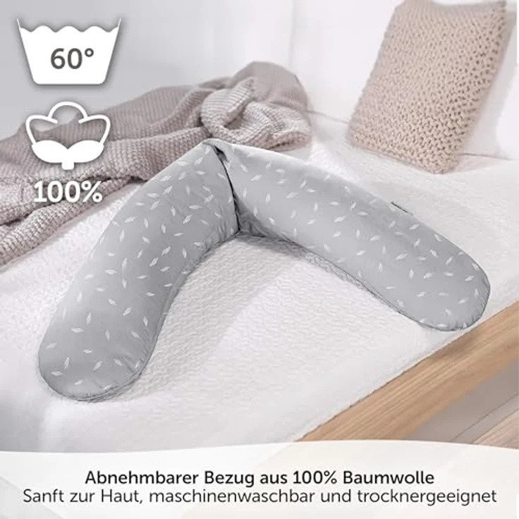 Theraline Stillkissen Das Original, 190 cm, mit geräuscharmen EPS-Microperlen, 100% Baumwollbezug, waschbar bei 60 °C, öko-tex-zertifiziert – Bild 6