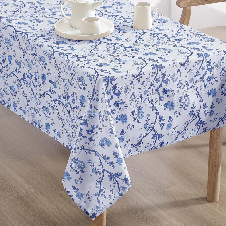 Laura Ashley Dekorative Tischdecke, Knitter- und schmutzabweisend, auslaufsicher, wasserabweisend, pflegeleicht, waschbar, Polyestergewebe für Esszimmer, Küche, Urlaub und Party, 152,4x259,1 cm