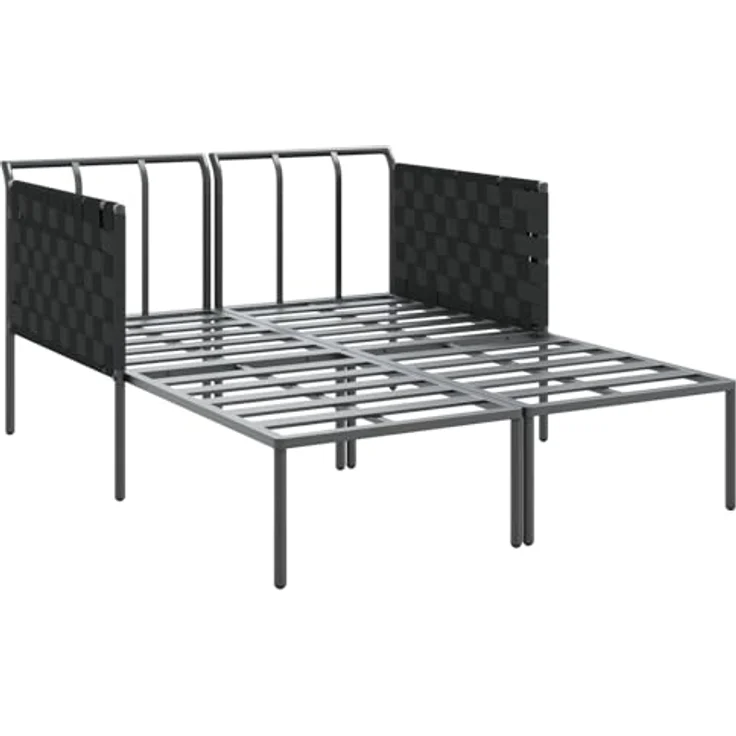 vidaXL Doppel-Sonnenliege mit Kissen, Anthrazit, 115x153x69,5 cm, pulverbeschichteter Stahl, klappbar, bis zu 2 Personen – Bild 5