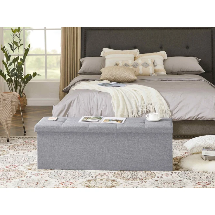 Zedelmaier Sitzbank 114cm mit Stauraum, Sitztruhe,faltbar Aufbewahrungsbox,Fußbank (ZD114), Fußhocker max. Belastbarkeit 300 kg, 120 L, 114x38x38 cm – Bild 1
