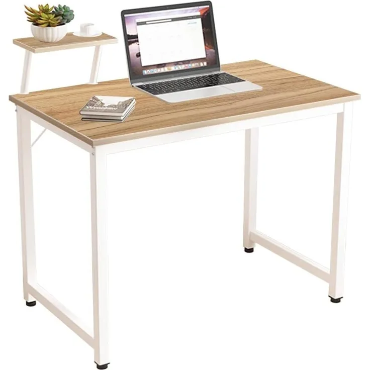 sogesfurniture Computertisch 100cm Schreibtisch Arbeitstisch Bürotisch PC Laptop Tisch Esstisch für Zuhause Büro Schlafzimmer, Einfache Montage, Eiche WK-JK100-OK-BH