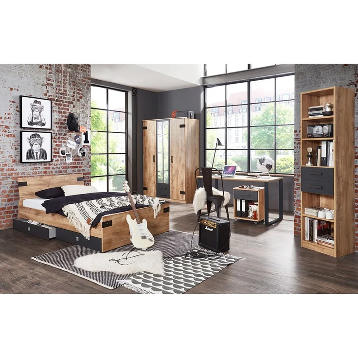 Jugendzimmer EVERTON-43 mit Schreibtisch Bett 90cm und Kleiderschrank 135cm – Bild 1