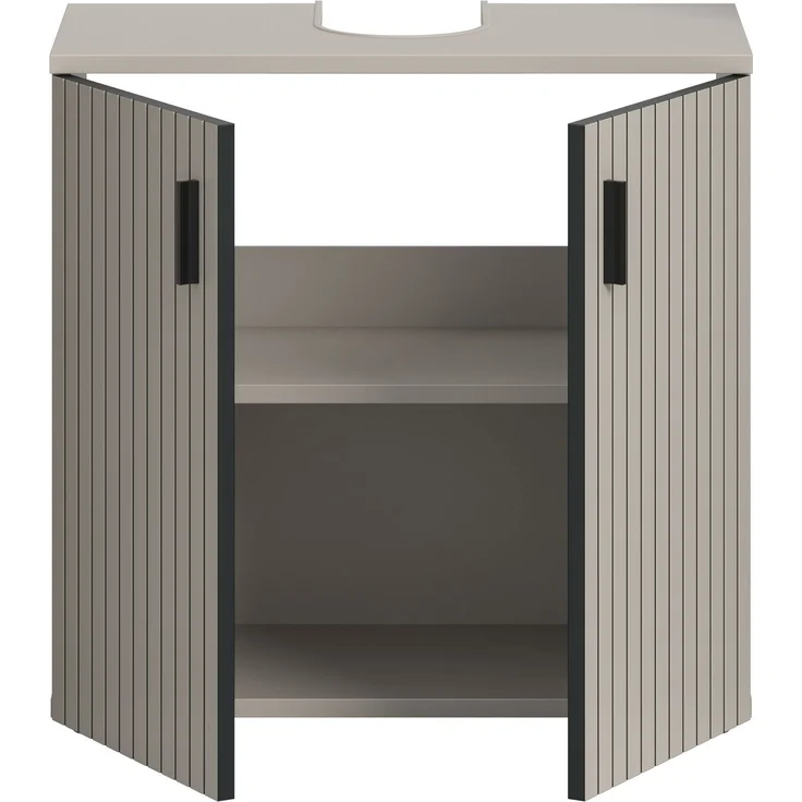 xonox. home – Waschbeckenunterschrank Mone 60 x 59 x 30 cm in Kaschmir Nachbildung – Badunterschrank mit 2 Türen, verstellbarem Boden & Siphonausschnitt – Praktisch, modern & ideal für jedes Badezimmer – Bild 3