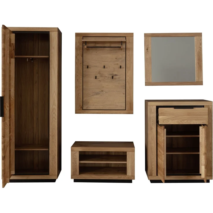 Garderoben-Set >Greno< (5-teilig) Massivholzfront - Teilmassiv - 230x200,5x40 (BxHxT) – Bild 4