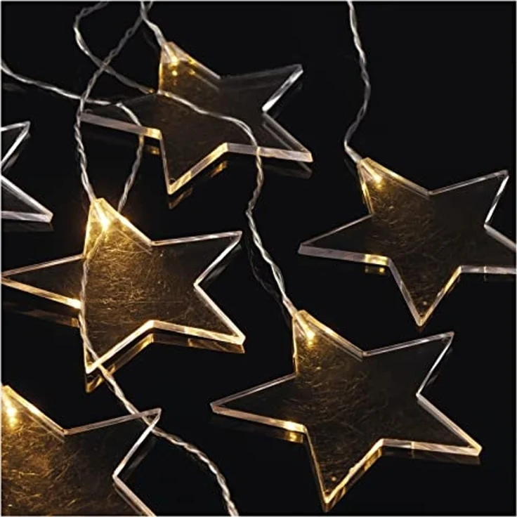 EMOS Mini Lichtervorhang mit 8 Sternen, LED-Lichterkette 84cm mit Sternen, Warmweiß, Lichtergirlande + Netzteil, Leuchtdauer 10.000 h, IP44 für Innen und Außen, für Party, Weihnachten, Deko – Bild 2