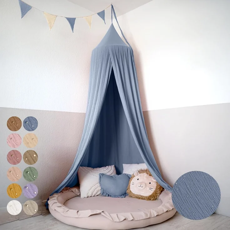 lilimaus Betthimmel Hochwertiger Baldachin Betthimmel Kinderzimmer, Gold Applikation, Stilvoller Baldachin für Baby- und Kinderzimmer – Bild 1