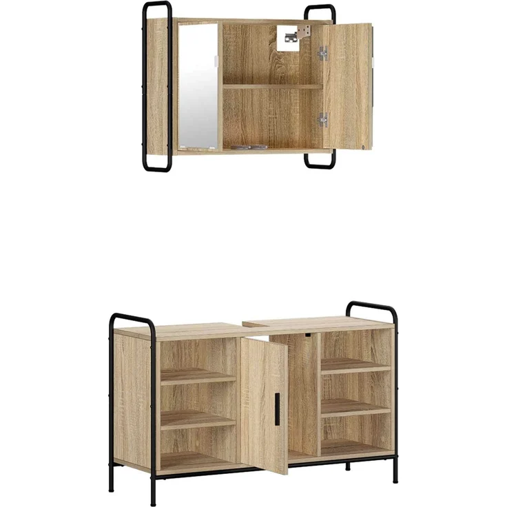 vidaXL Badezimmerschrank-Set 2 stk. Sonoma-Eiche 65,5 x 34 x 61 cm 3444490 – Bild 5