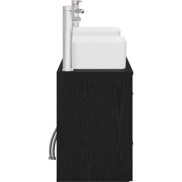 vidaXL Badezimmerschrank-Set 3 stk. Schwarz 136 x 35 x 80 cm 3405852 – Bild 7