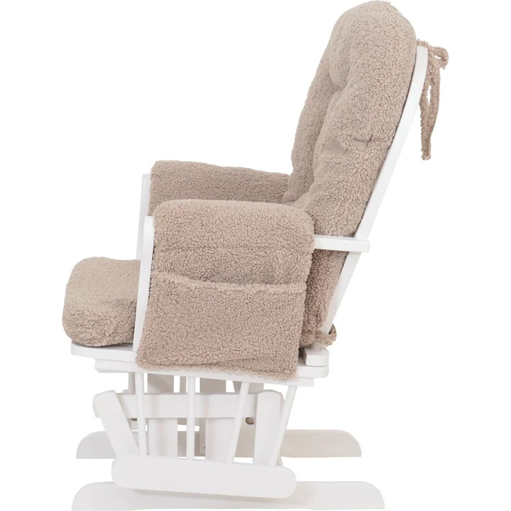 Relaxsessel HWC-C76, Schaukelstuhl Sessel Schwingstuhl + Hocker Stoff Bouclé 480g/m² Öko-Tex ~ braun Gestell weiß – Bild 6