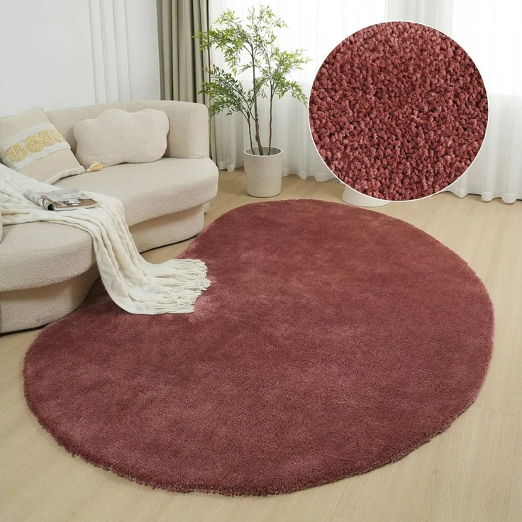 LeGer Home by Lena Gercke Hochflor-Teppich Halrum, einfarbig, besondere Form, modern, U-förmig, Höhe: 25 mm, organische Form, bean shape, kuschelig, Wohnzimmer, Schlafzimmer – Bild 1