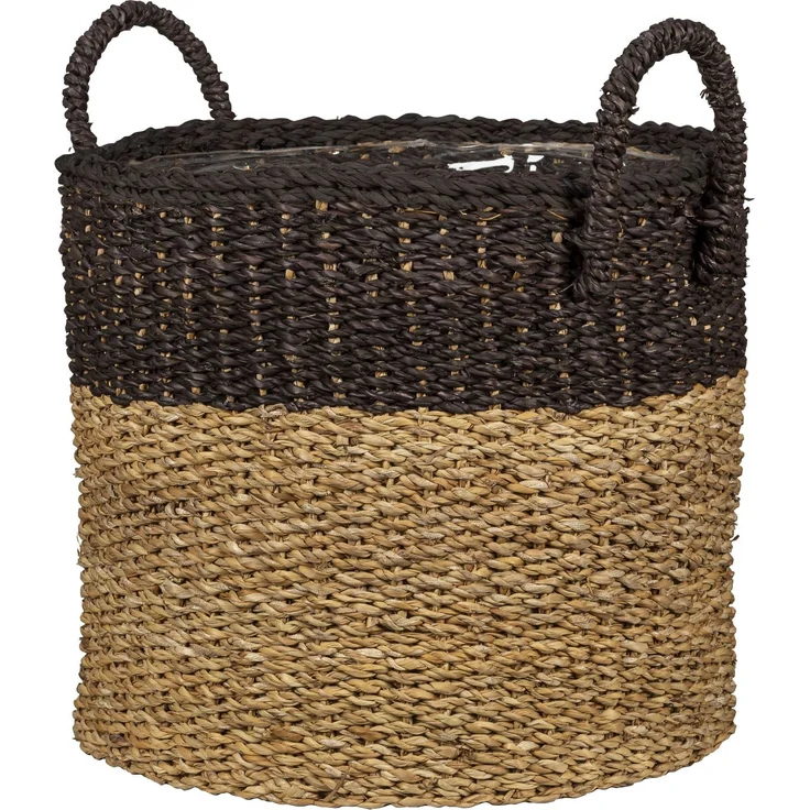 Scheurich Seegras 23, Korbgefäß/Korb-Pflanzgefäß/Korbtopf mit Griffen aus Seegras Farbe: Nut Brown, 24 cm Durchmesser, 20 cm hoch, 7,5 l Vol.