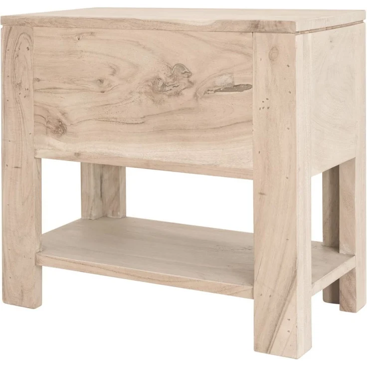 Nachttisch Akazie 50x35x45 white stone getüncht NATURE WHITE #91 – Bild 3