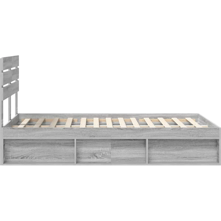 vidaXL Bettrahmen Graues Sonoma 135 x 190 cm Massives Kiefernholz 3411428 – Bild 7