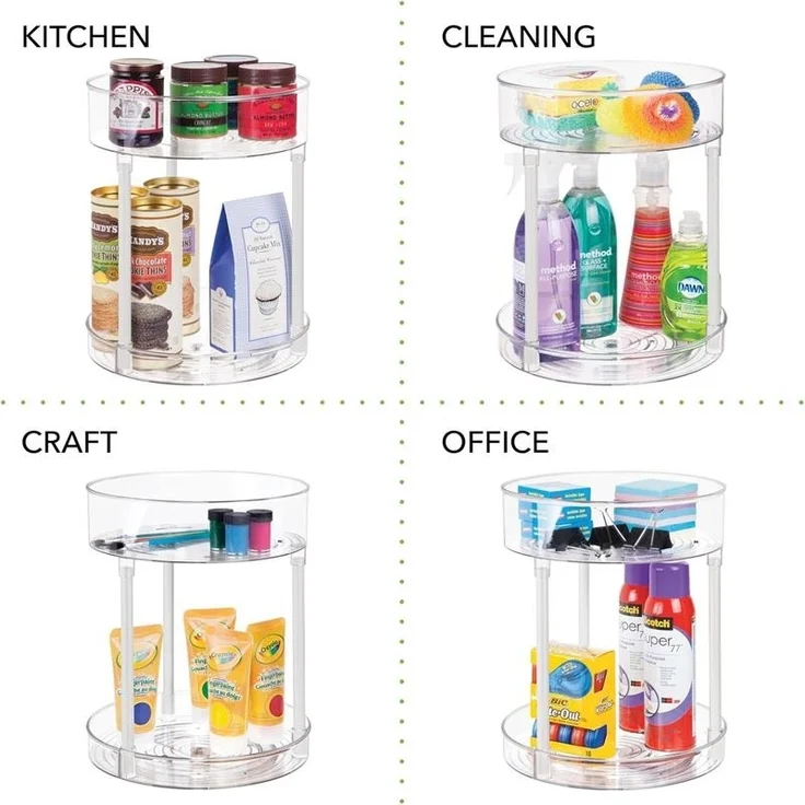 mDesign Regal Organizer Ablage Aufbewahrung drehbar 2 Etagen transparent / weiß – Bild 5
