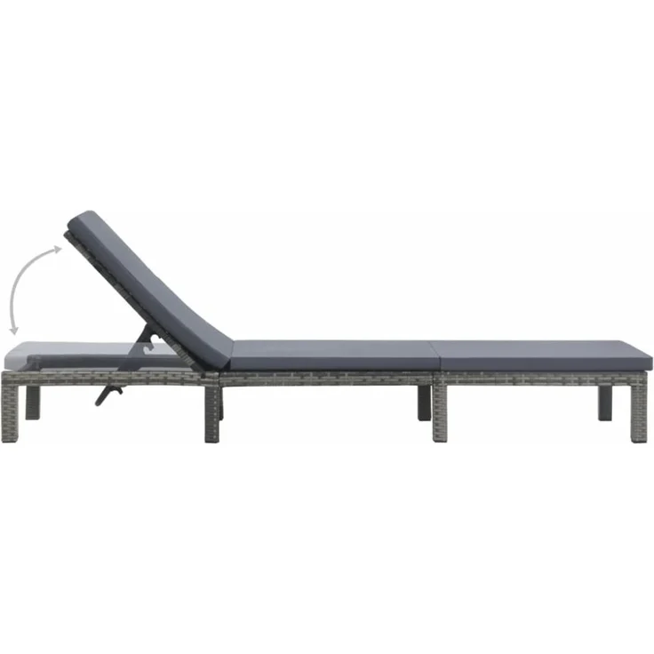 vidaXL Sonnenliege mit Auflage Poly Rattan Anthrazit 47752 – Bild 2