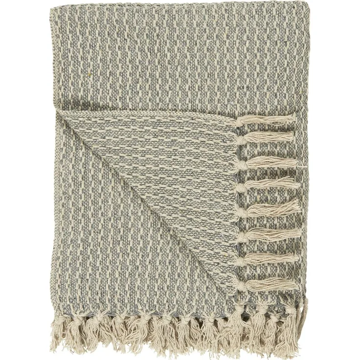 Decke Plaid Kuscheldecke Wohndecke Blau Creme 130x160cm Ib Laursen 6510-68