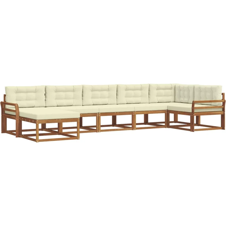 vidaXL Outdoor-Sofagarnitur 7 stk. 7-Sitzer Natur und Creme 3367893 – Bild 2