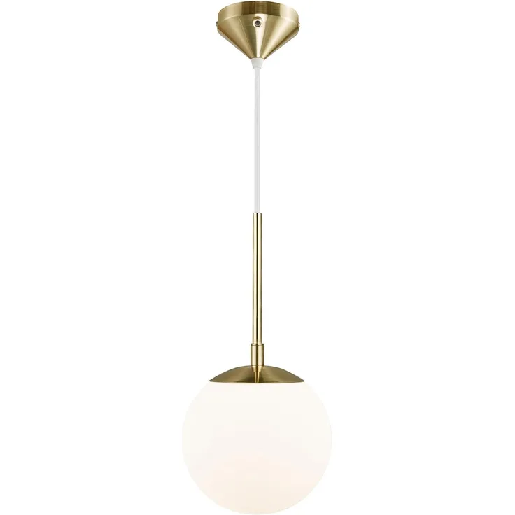 Nordlux Moderne Pendelleuchten Grant 15 Ø 15 Cm Messing 1-flammig Kugelförmig, Gold, metallisch, weiß, Glas, Metall, 2010553035