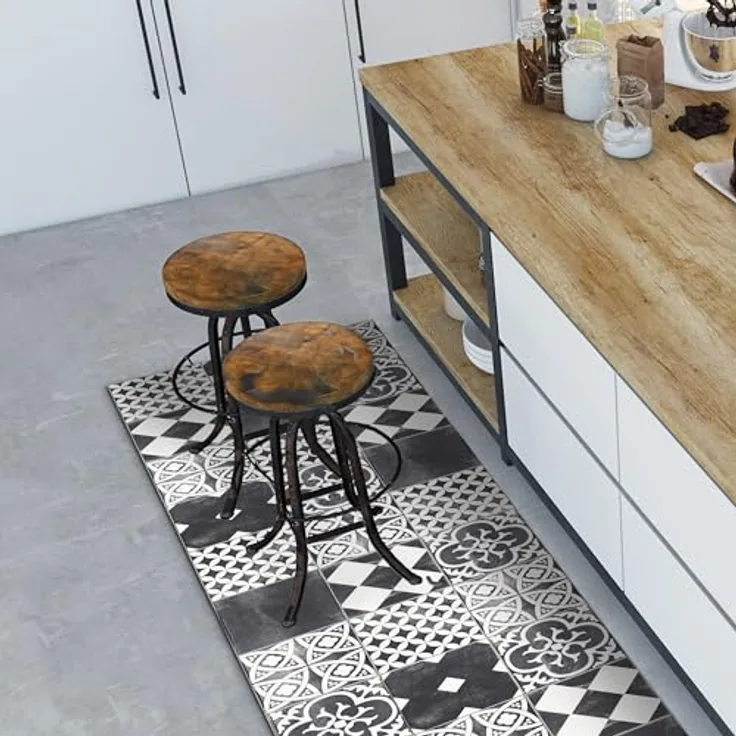 CREARREDA Teppich Läufer - Küchenläufer 120x50 cm Schiefer-Zement-Fliesen Vinyl rutschfest und waschbar Küchenläufer aus Vinyl, 100% Made in Italy Tepiche für Wohnzimmer, Küche